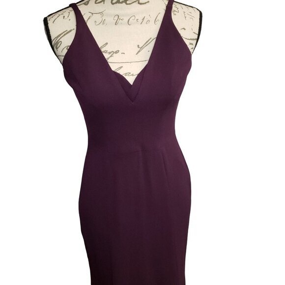 Dress the Population Trumpet Fit-and-Flare Maxi Dress Gown Purple Eggplant Plum - Picture 5 of 16